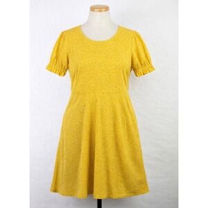 Toad&Co Womens Yellow Floral Puff Sleeve Fit & Flare Pocket Dress Size Small